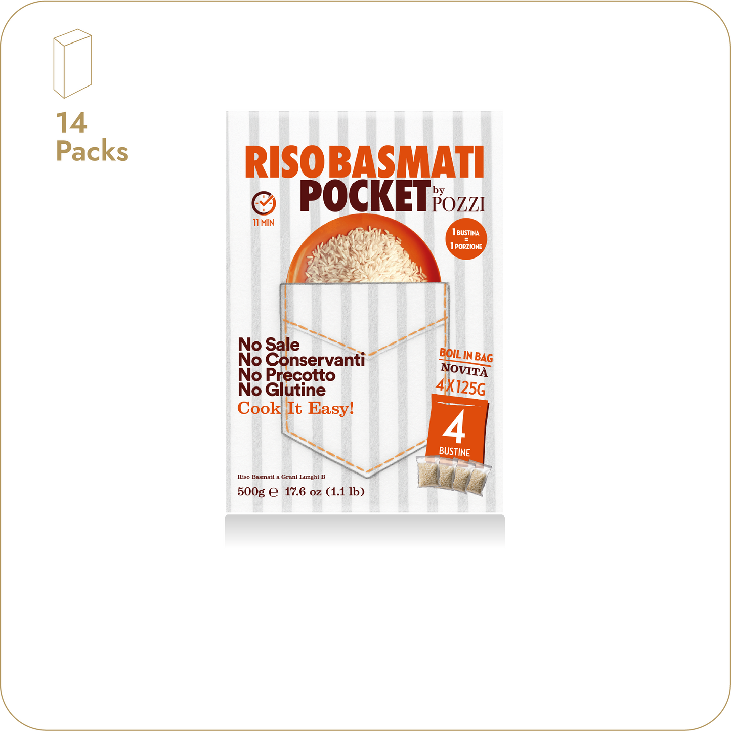Riso Basmati Pockets” 14 confezioni da 500 g di riso