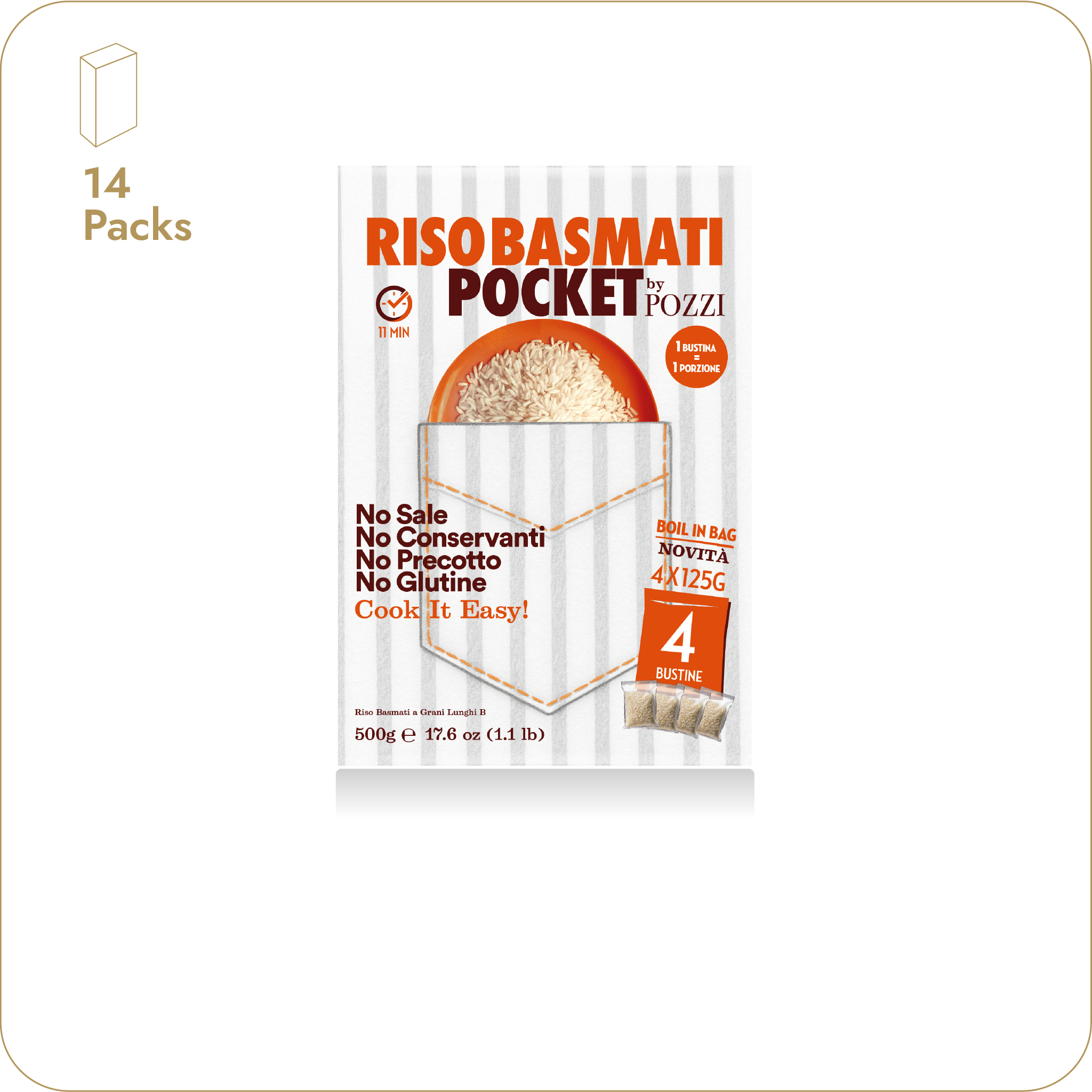 Riso Basmati Pockets” 14 confezioni da 500 g di riso